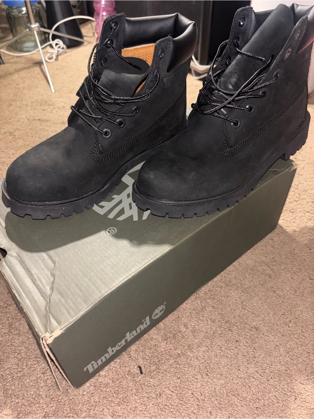 Timberland Kids Black Lace-Up Nubuck Boots